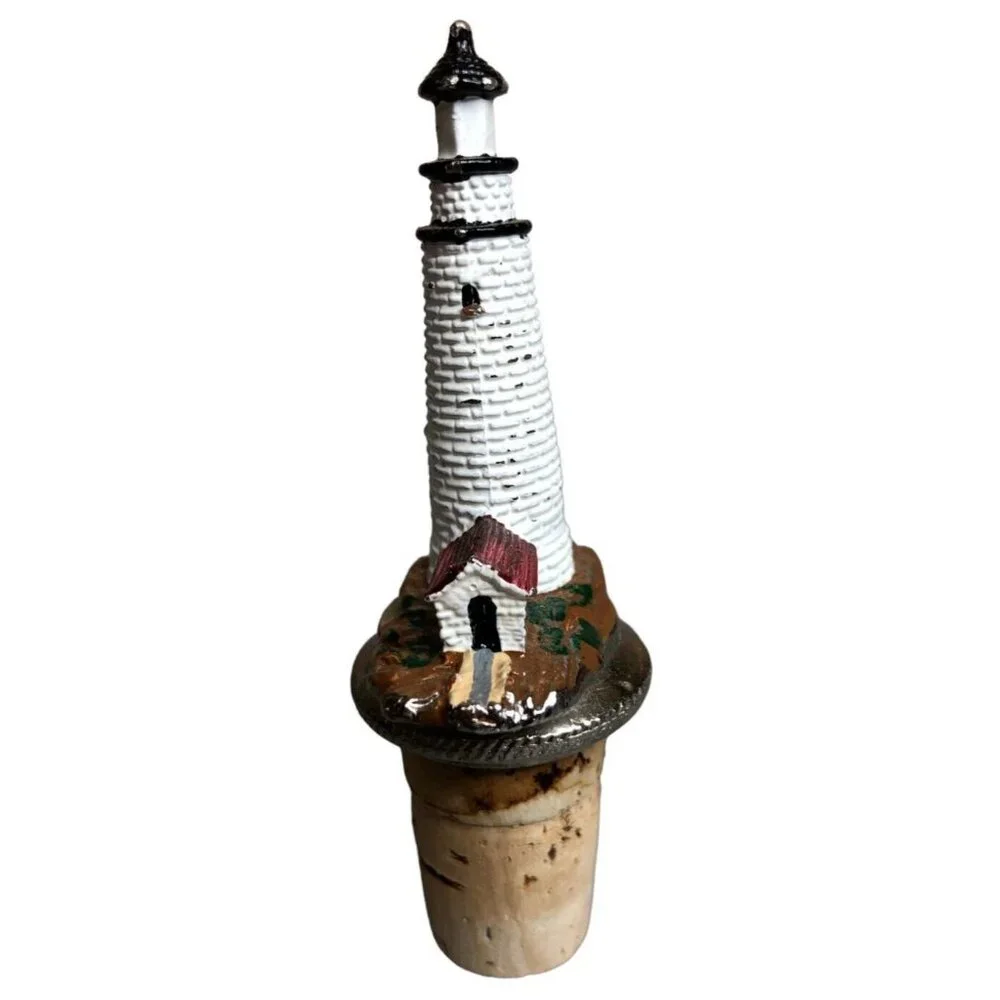 WTU Lighthouse Bottle Stopper Wine Liquor with Chain 3.75